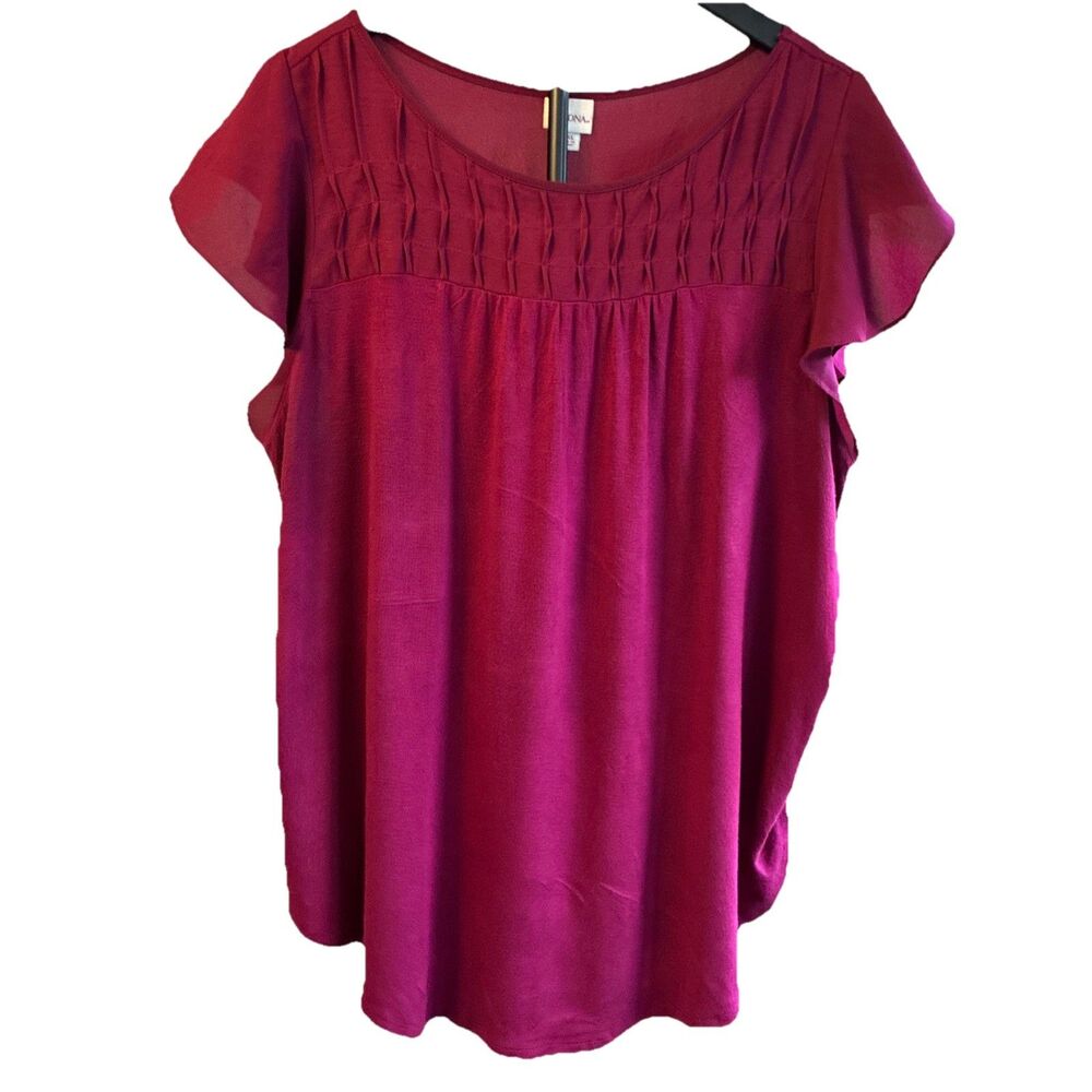 Merona Blouse Size XXL Women’s Petal Sheer Short Sleeve Delicate Design Top